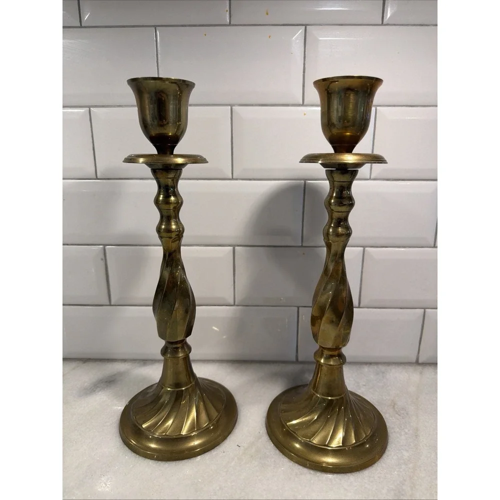 Vintage Brass Candlestick 12 1/2